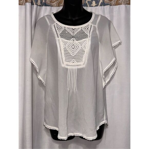 Beautiful  UNIQUE Anthropologie Meadow Rue Anele Crochet Top blouse size small G - Picture 3 of 8